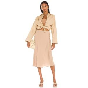 ATM Anthony Thomas Melillo NWOT Georgette Wrap Skirt Tan Size S
